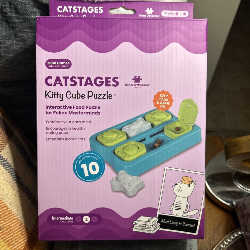 Catstages Kitty Cube Puzzle Interactive Cat Treat Toy Skill Level Intermediate 2
